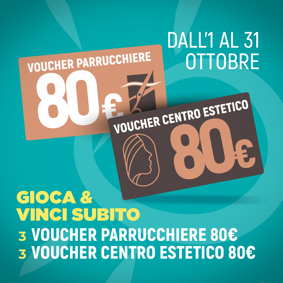 3 VOUCHER PARRUCCHIERE 80€<BR>3 VOUCHER CENTRO ESTETICO 80€